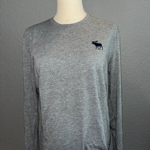 Y2K A&F ABERCROMBIE & FITCH SPELL OUT MOOSE LONG SLEEVE TEE - GRAY  ADULT SMALL - Picture 2 of 9